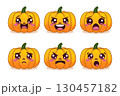 Set of smiling jack-o-lanterns, perfect for Halloween 130457182