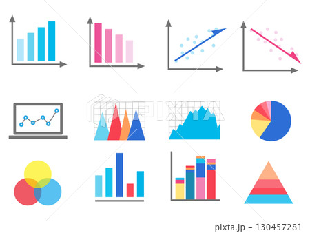 ビジネス系のグラフアイコンセット 130457281