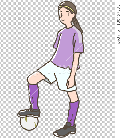 サッカーをする少女のイラスト 130457331