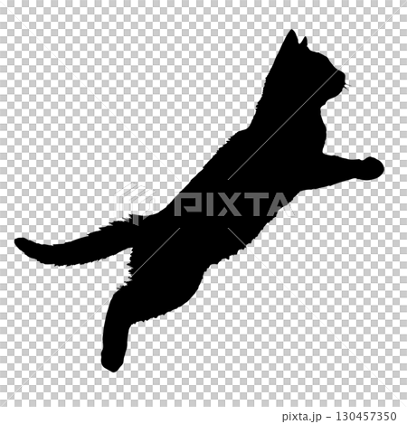 Silhouette of a playing cat, animal, scratch, jump, jump 130457350