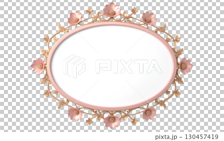 粉紅色和金色橢圓形洛可可式框架 130457419