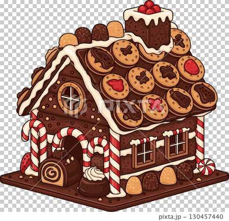 Cute gingerbread house vector illustration 130457440