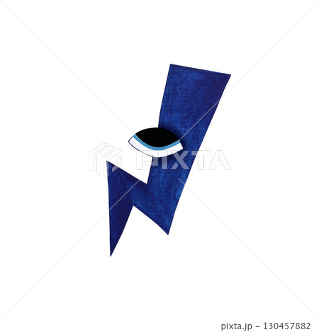 A watercolor illustration of a stylized bright blue lightning bolt with a single eye on a white background. This bold and imaginative design merges energy and surrealism, perfect for dynamic, creative A watercolor illustration of a stylized bright blue lightning bolt with a single eye on a white background. This bold and imaginative design merges energy and surrealism, perfect for dynamic, creative 130457882