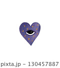Watercolor purple heart with eye and orange spots. Cute monster heart, isolated on white. 130457887