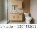 Modern Bathroom Interior with Shower and Toilet 130458011