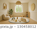 Kids Playroom Interior in Pastel Beige 130458012