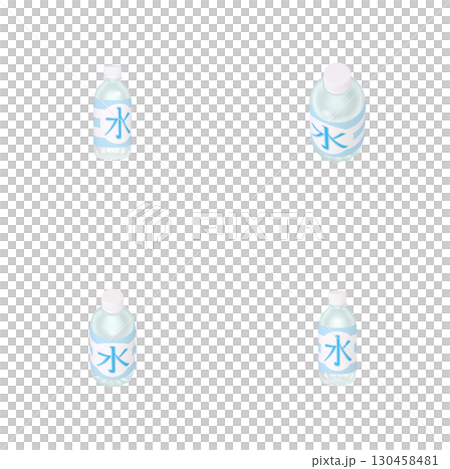 Illustration material of daily necessities: PET bottle 350ml drinking water (2) cut four-piece set 130458481