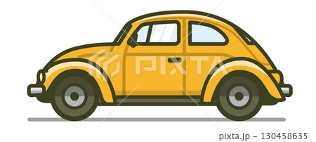 真横の黄色いコンパクトカーのイラスト 130458635