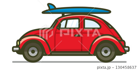 真横の軽自動車（ワゴンの宣伝、選挙カー）のイラスト 130458637