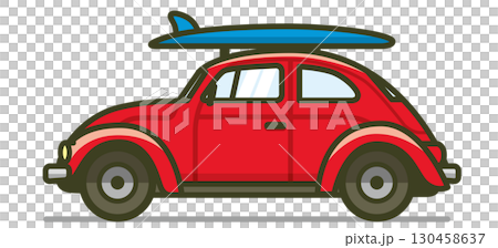 真横の軽自動車（ワゴンの宣伝、選挙カー）のイラスト 130458637