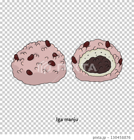 埼玉名物　いが饅頭の線画のイラスト 130458876