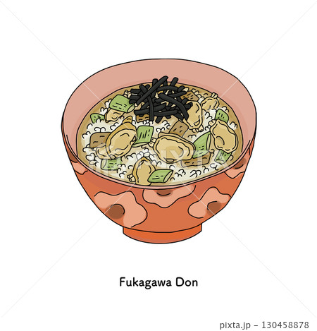 東京名物　深川丼のイラスト＿線画 130458878