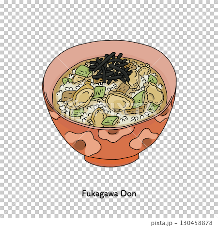 東京名物　深川丼のイラスト＿線画 130458878