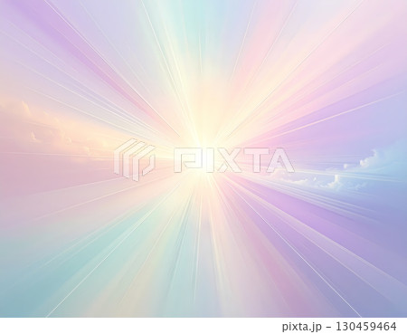 Spiritual abstract background of pastel sky with hopeful divine light. Sun ray from heaven creates powerful, peaceful glow, concept of faith, energy, and creation 130459464