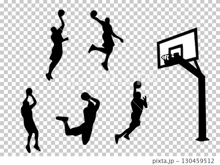 籃球運動員剪影集 籃球運動員剪影集 130459512