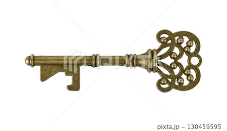 old vintage key isolated on a white background 130459595