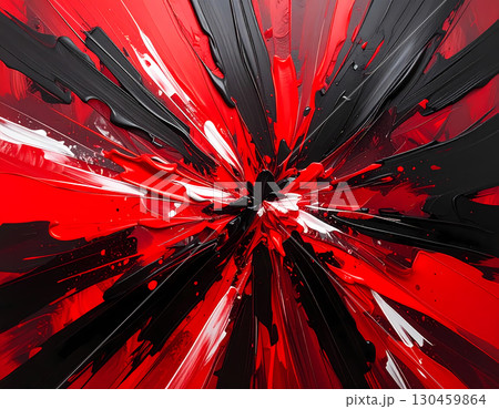 Dynamic abstract explosion background of red, black, and white paint. modern dramatic splash creating powerful, energetic motion with artistic texture for design 130459864