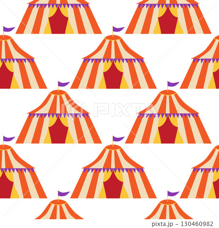 Seamless pattern with CIRCUS theme. Clowns, strongmen, lions, magic hat, hare in hat, holiday, balloons, tents. Circus characters. Cartoon flat style. Seamless pattern with CIRCUS theme. Clowns, strongmen, lions, magic hat, hare in hat, holiday, balloons, tents. Circus characters. Cartoon flat style. 130460982