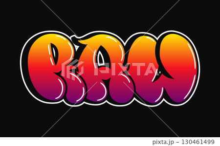 Graffiti RAW Text on Black Background 130461499