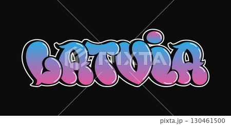 The word Latvia is displayed in a striking graffiti style, perfect for creative projects. 130461500
