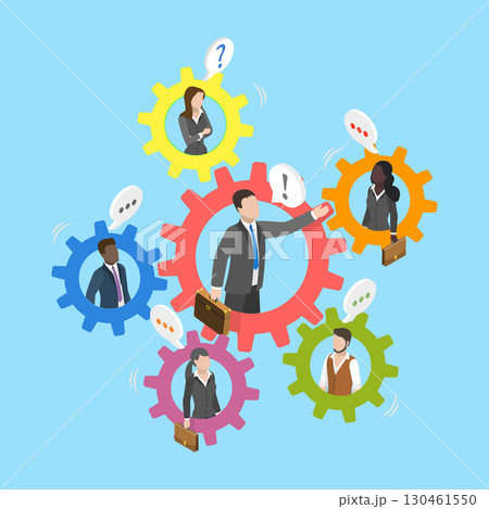 3D Isometric Flat Vector Illustration of Team Leader, The Importance Of Roles And Responsibilities In Teamwork And Resource Management. 130461550