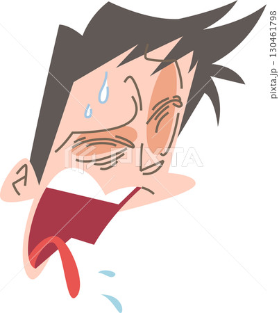 辛そうな表情で口から何かを飛ばしている男性顔だけアウトラインなし 辛そうな表情で口から何かを飛ばしている男性顔だけアウトラインなし 130461798