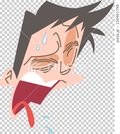 辛そうな表情で口から何かを飛ばしている男性顔だけアウトラインなし 辛そうな表情で口から何かを飛ばしている男性顔だけアウトラインなし 130461798