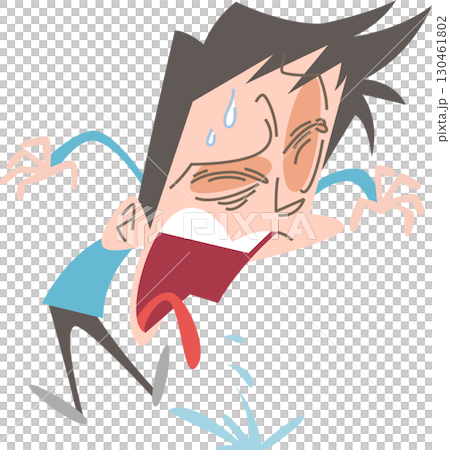 A man with a painful expression spitting something out of his mouth (no outline) A man with a painful expression spitting something out of his mouth (no outline) 130461802