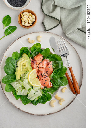 Salmon salad for ketogenic diet 130462390