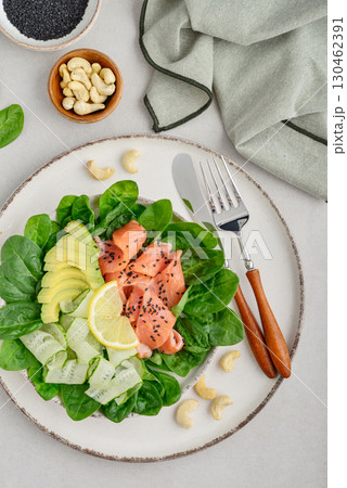 Salmon salad for ketogenic diet 130462391