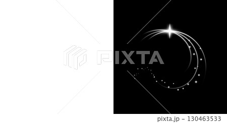 透明背景と黒背景に光のアーク軌跡と星のきらめき 130463533