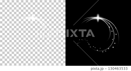 Light arc trails and star sparkles on transparent and black backgrounds 130463533