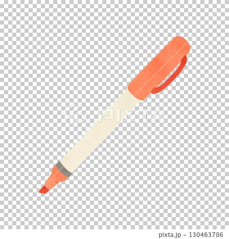 Orange marker watercolor-style hand-drawn illustration 130463786