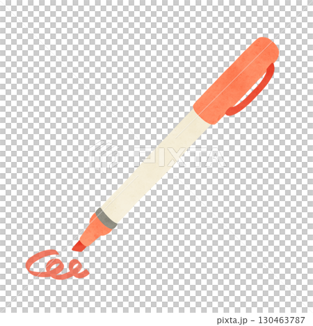 Orange marker and test writing watercolor-style hand-drawn illustration 130463787