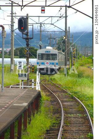 弘南鉄道弘南線からの車窓風景　新里駅（弘南鉄道7000系） 130464661
