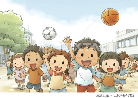 子どもたちがクラブ活動でスポーツをしている特別活動 130464702