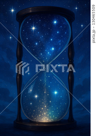 美しい星屑が詰まったシームレスな砂時計イラスト 美しい星屑が詰まったシームレスな砂時計イラスト 130465509