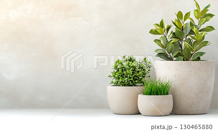Stylish Indoor Plants in Minimalist Pots Perfect for Modern Home Decor Aesthetic 130465880