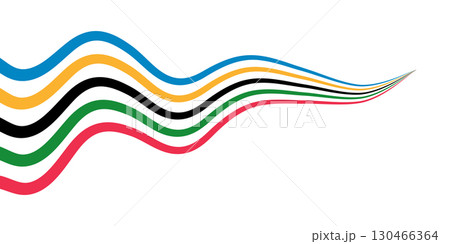 Wavy stripes five continents colorful sports abstract curved rainbow colors illustration. 130466364