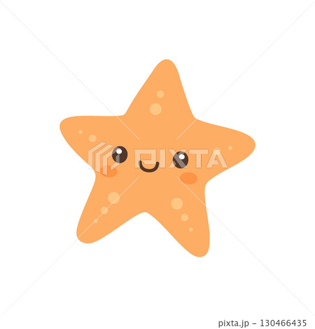 Smiling cartoon starfish. Flat vector marine animal illustration perfect for children ocean and underwater designs 130466435
