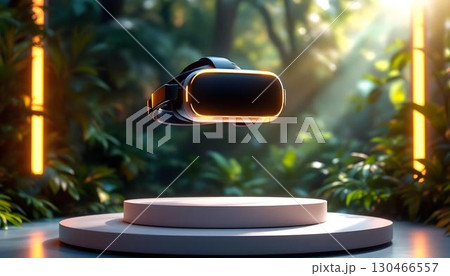 A virtual reality headset positioned on a...のイラスト素材 [130466557] - PIXTA