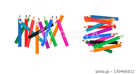 Colorful Pencils in a Creative Arrangement Against a White Background. Colorful Pencils in a Creative Arrangement Against a White Background. 130466812