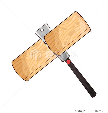 illustration of saw sawing wood illustration of saw sawing wood 130467428