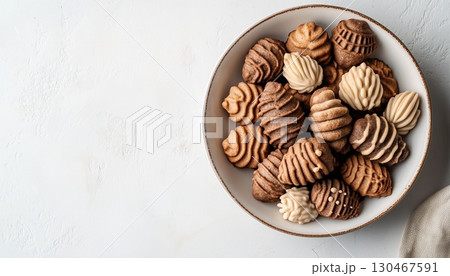 Cookies acorn shape brown biscuits snack homemade for family tea time Cookies acorn shape brown biscuits snack homemade for family tea time 130467591