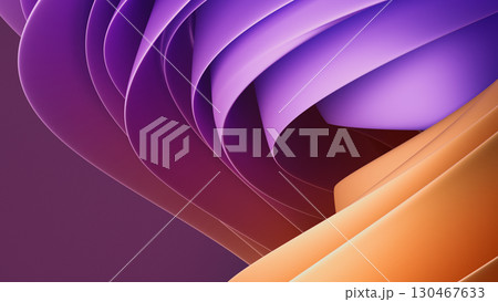 3D render of flowing abstract structure in purple tones with curved elements. 3D render of flowing abstract structure in purple tones with curved elements. 130467633