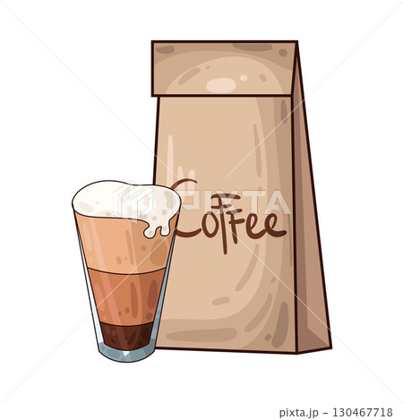 illustration of coffee cup with coffee bag 130467718