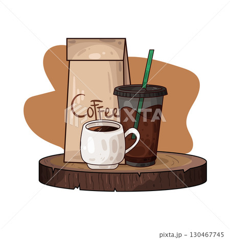 illustration of coffee takeaway illustration of coffee takeaway 130467745