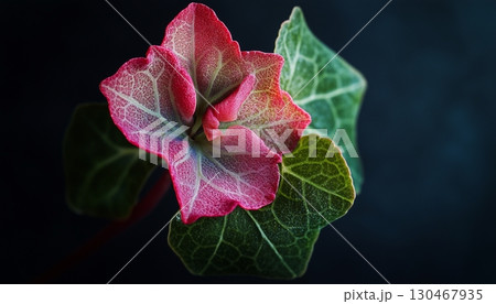 Ivy green flower macro photo closeup foliage petal nature background 130467935