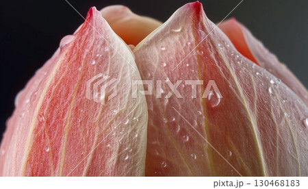 Lotus pink flower macro photo closeup foliage petal nature background 130468183