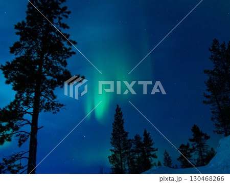 フィンランドのサーリセルカにおけるオーロラの見える景色 130468266